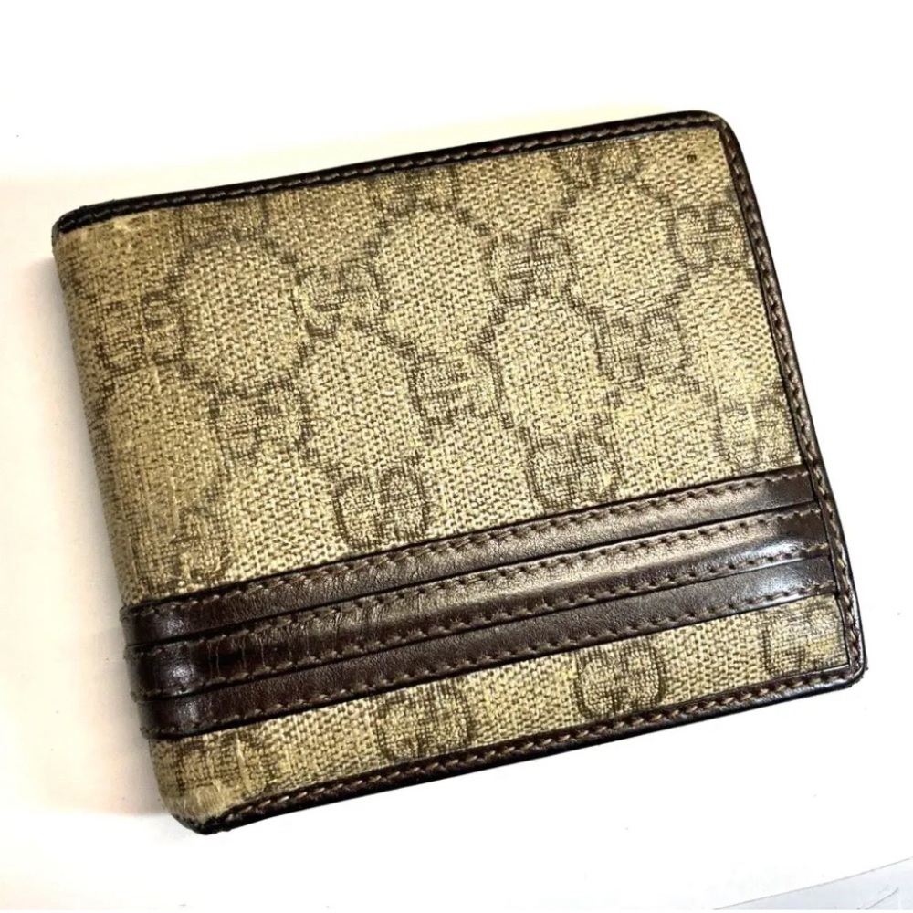GUCCI VINTAGE GUCCISSIMA GG INTERLOCKING PVC LEATHER COMPACT WALLET